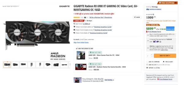 Видеокарты подешевели так, что в США новую Radeon RX 6900 XT продают за $720 — это меньше 40 тыс. рублей 